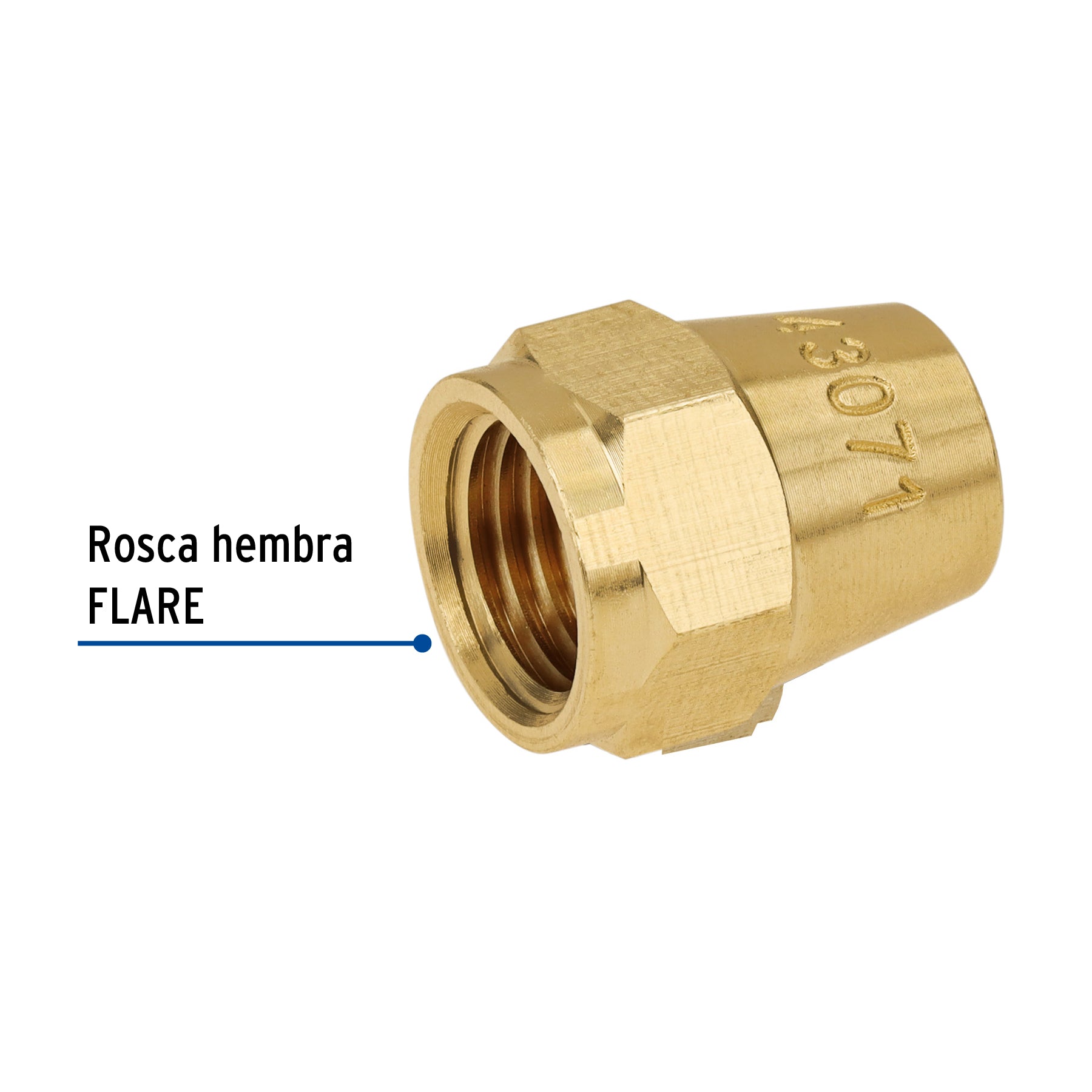 Tuerca cónica de latón, 1/4"