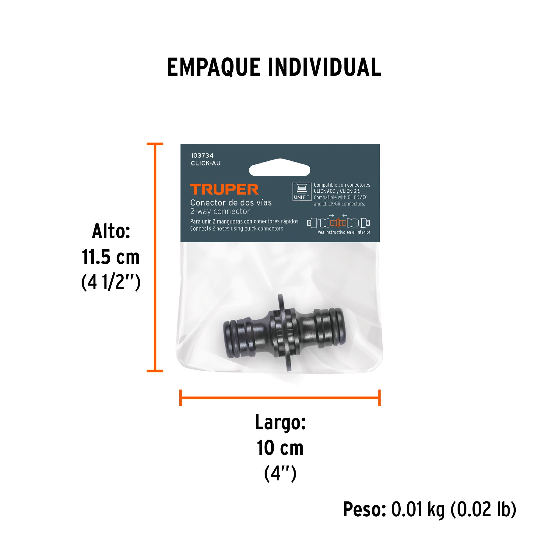 Adaptador unión 3/4' rápido de ABS, sistema click, Truper