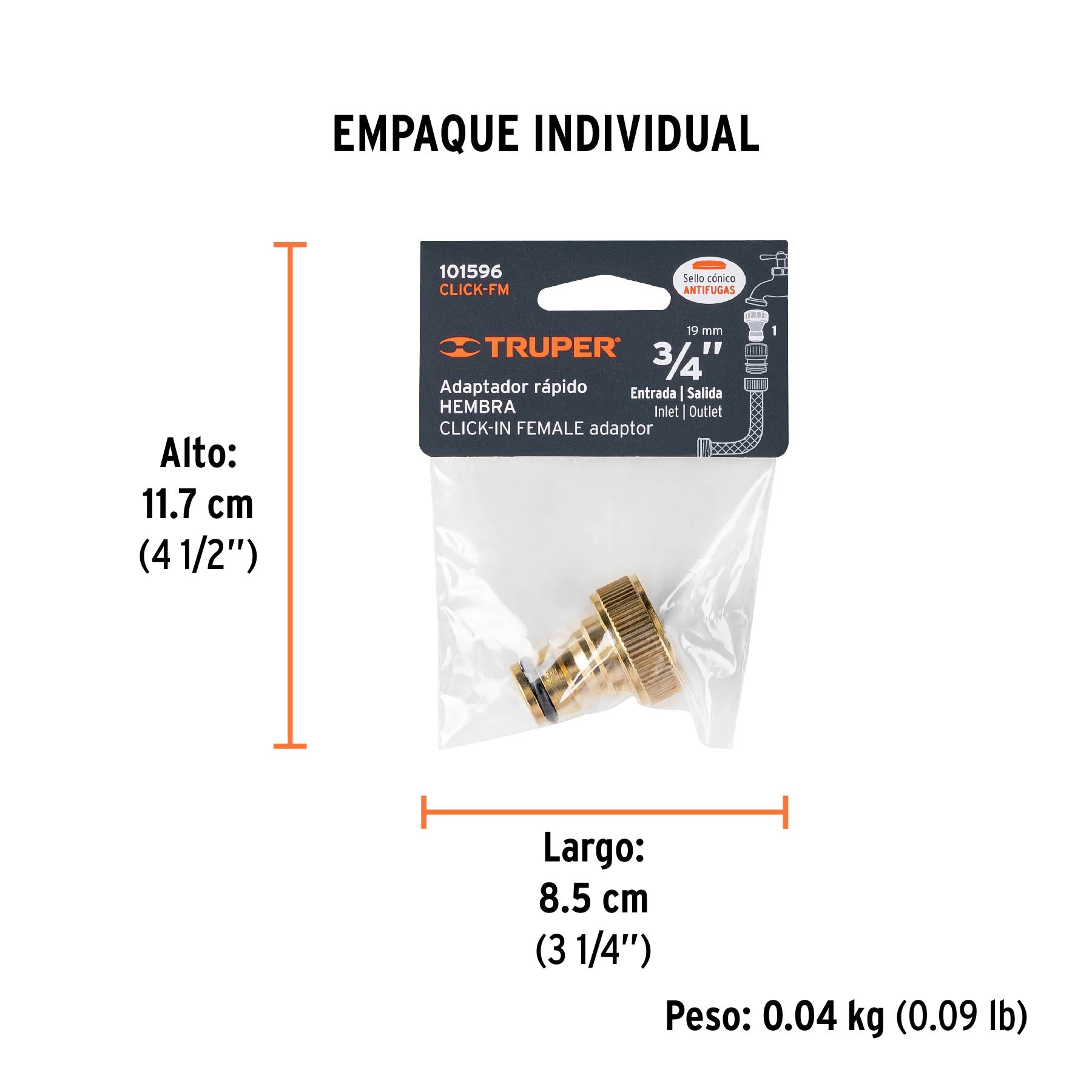 Conector macho de latón de cambio rápido