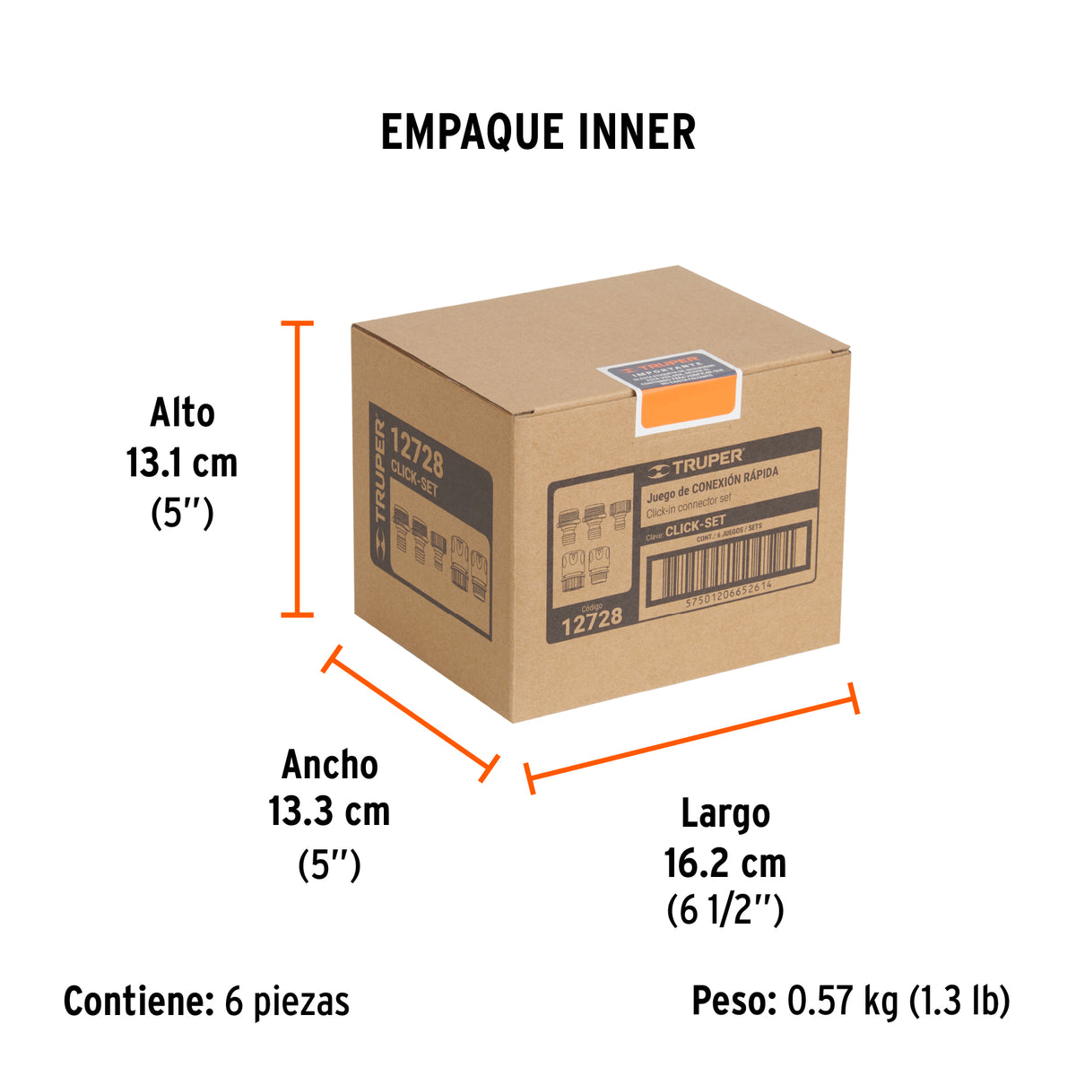 Juego de 5 conectores rápidos, entrada 3/4"