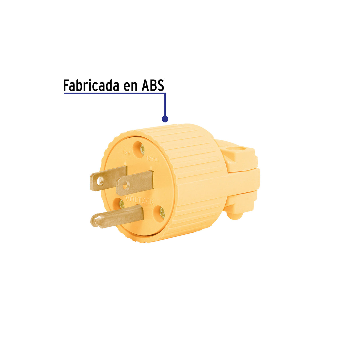 Clavija industrial, plástica, 2 polos, 3 hilos, 15A, 125V