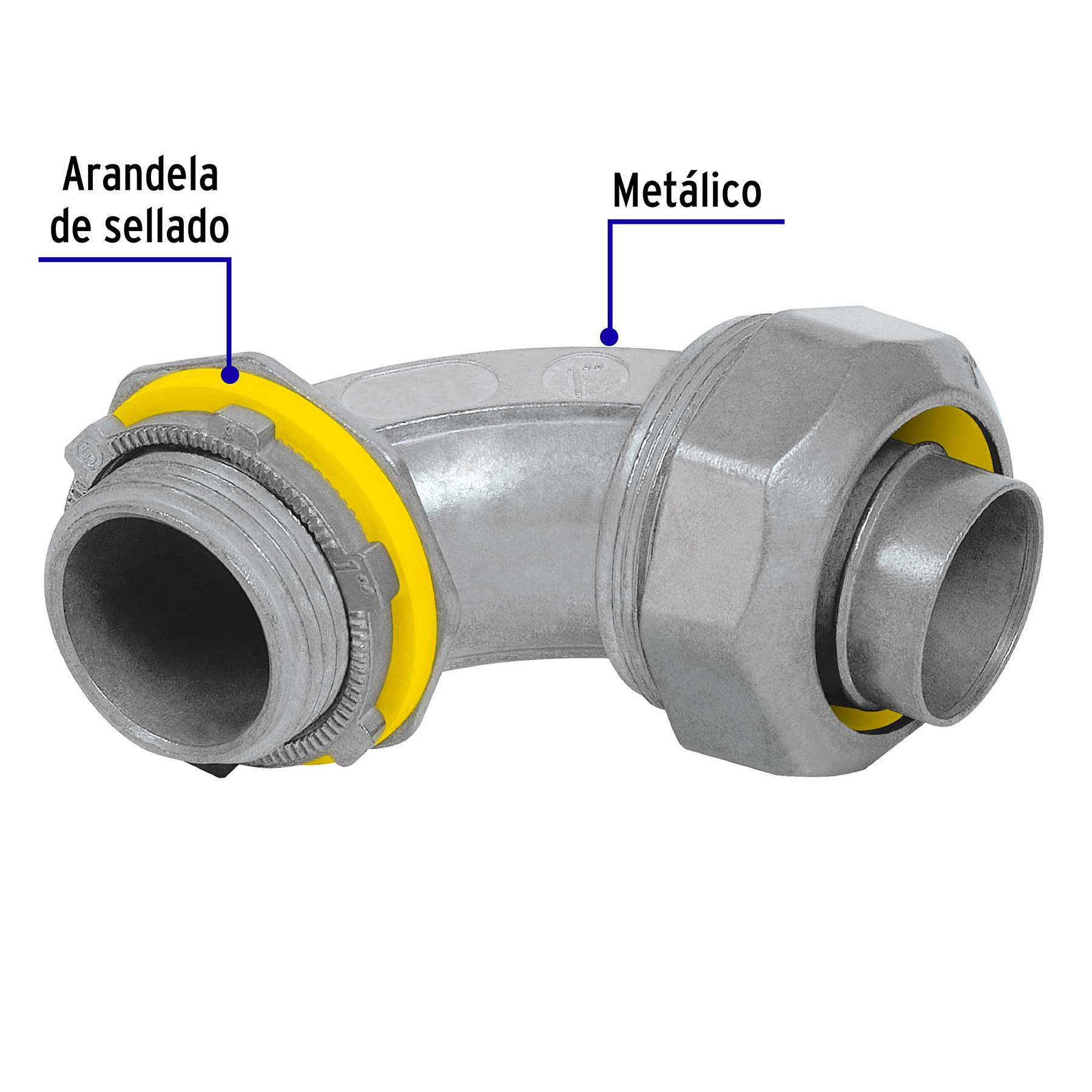 Conector liquid tight 1" curvo, Volteck