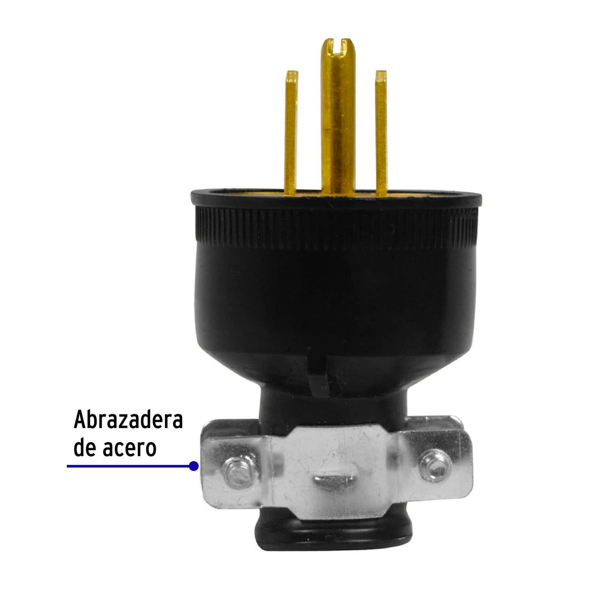 Clavija industrial reforzada, 2 polos, 3 hilos, 15A, 125V
