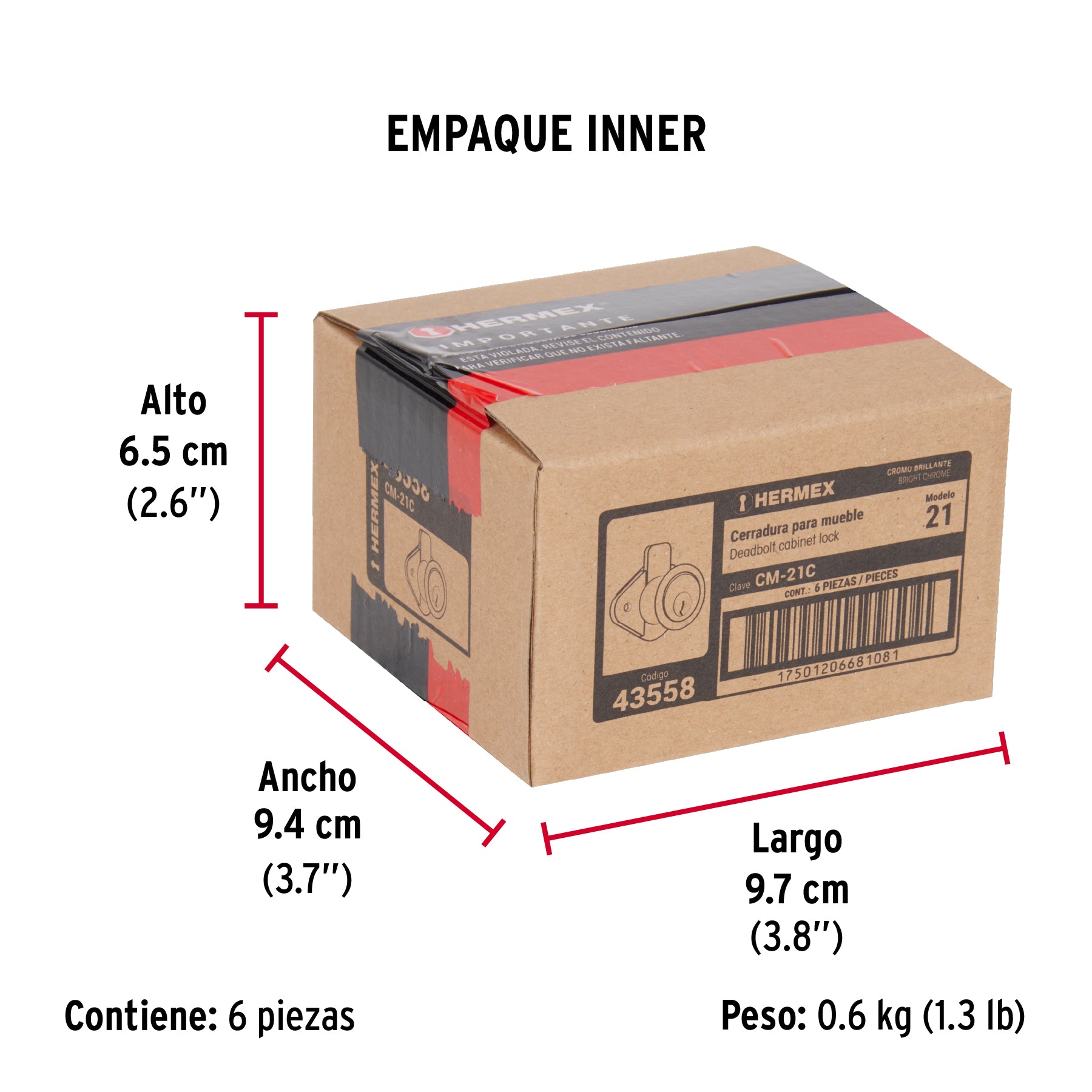 Cerradura para mueble, modelo 21, cromo