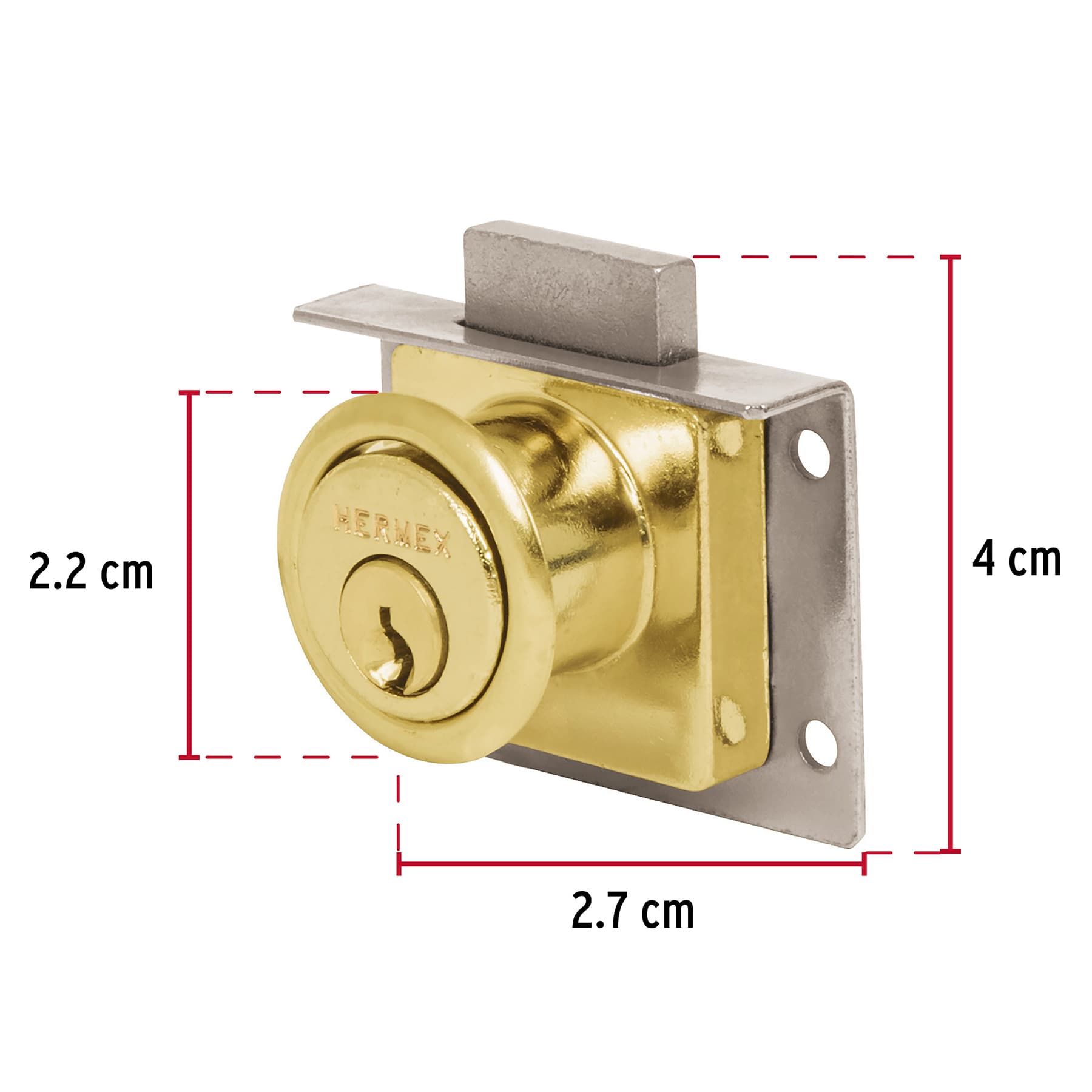 Cerradura para mueble, modelo 24, latón