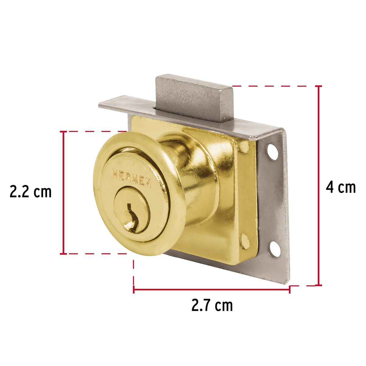 Cerradura para mueble, modelo 24, latón