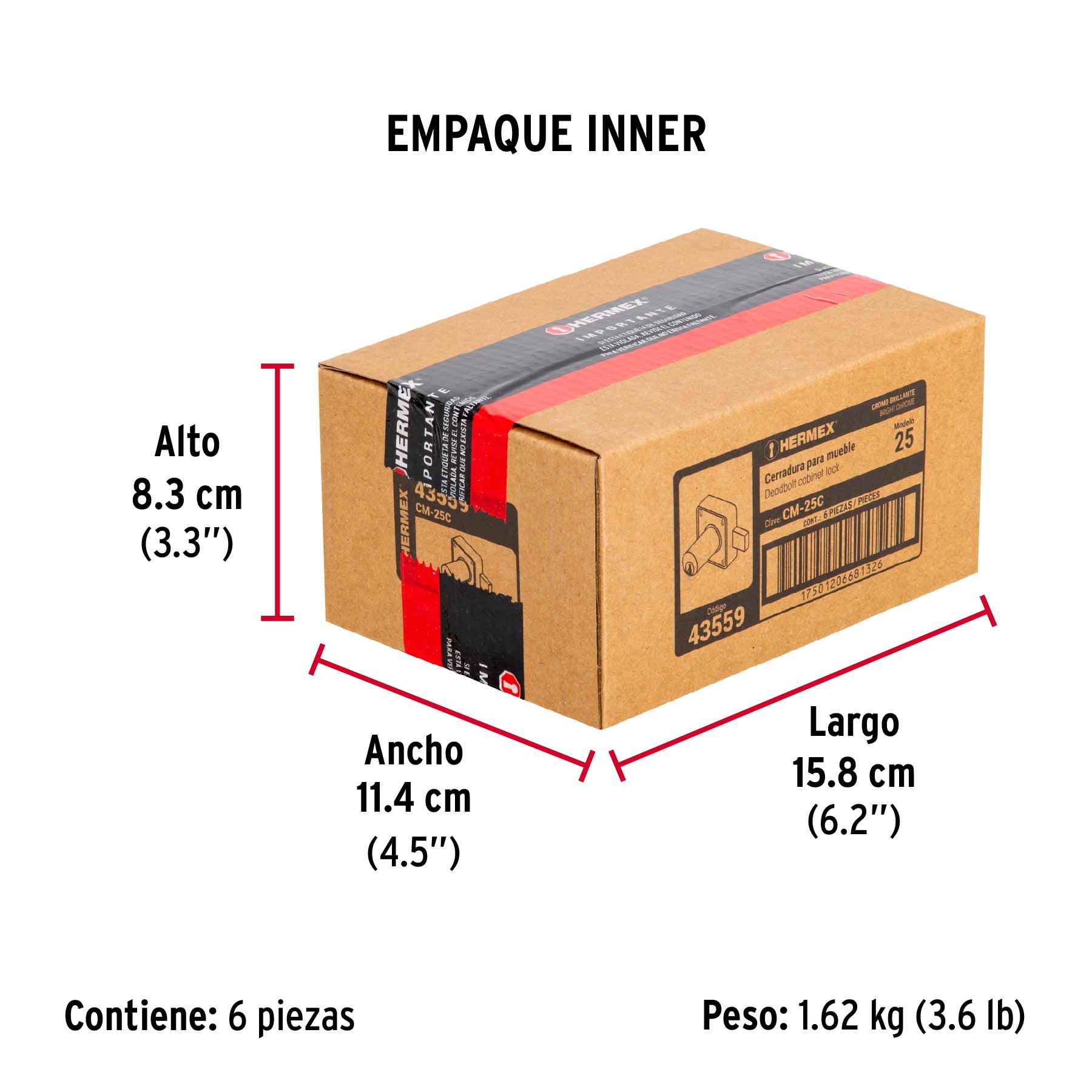 Cerradura para mueble, modelo 25, cromo