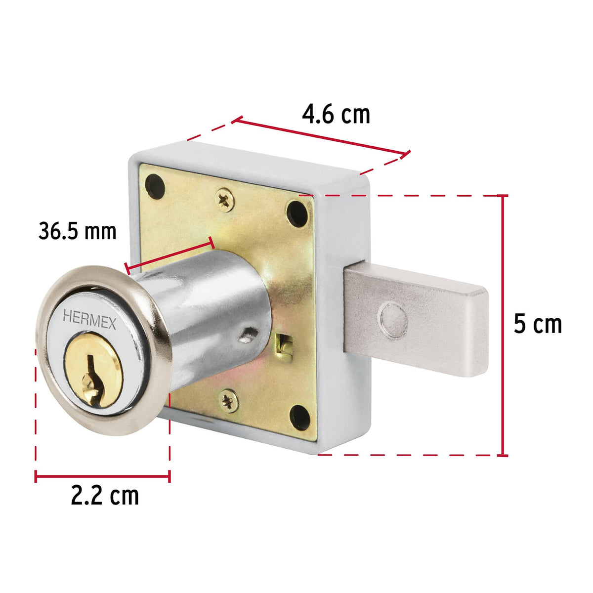 Cerradura para mueble, modelo 25, cromo