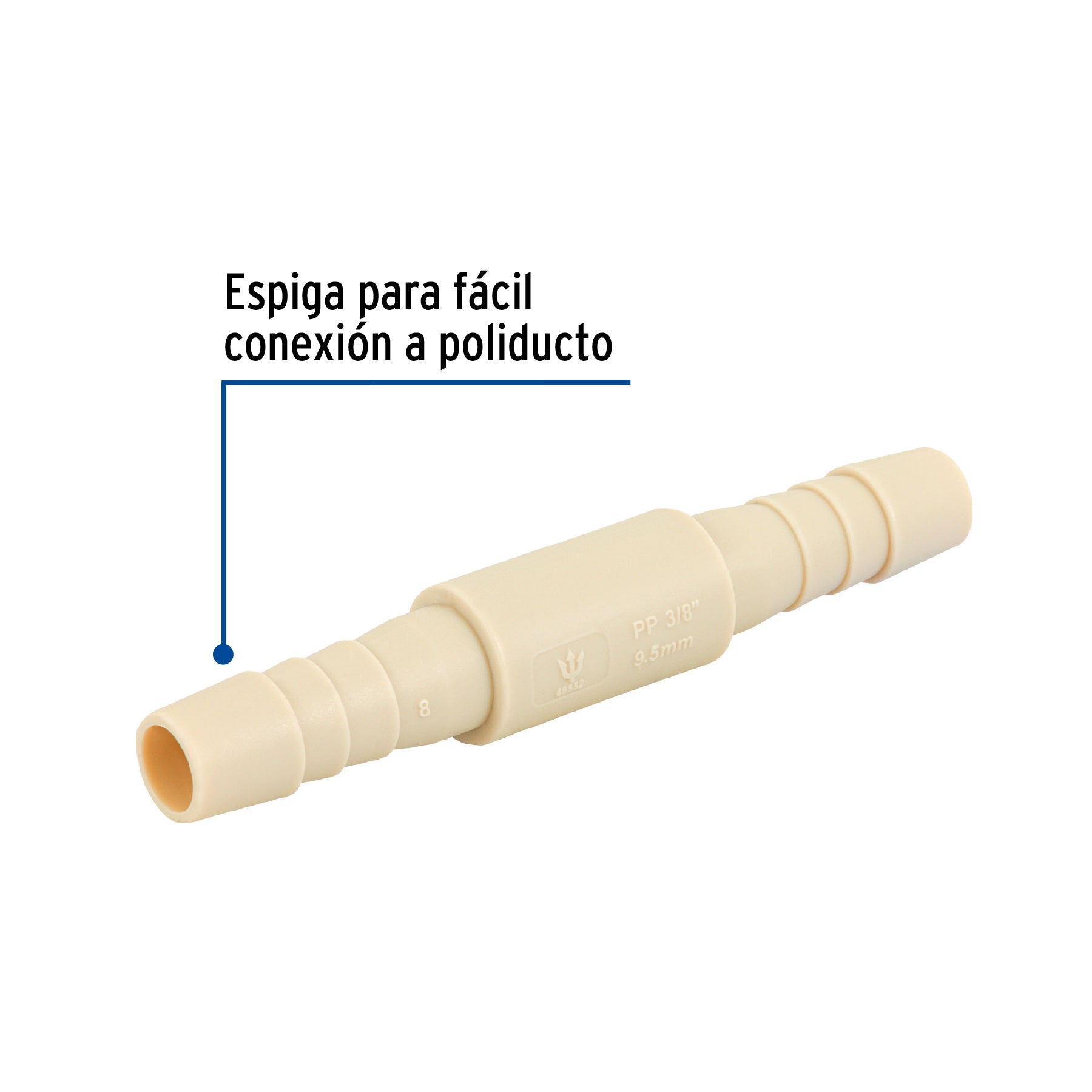 Cople Inserción de polipropileno, 3/8"