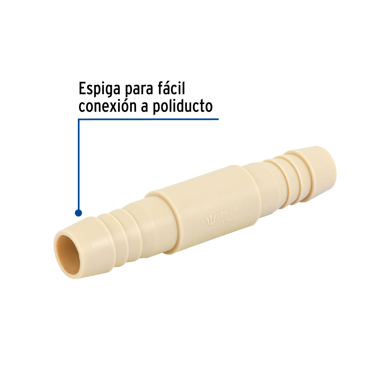 Cople Inserción de polipropileno, 3/4"