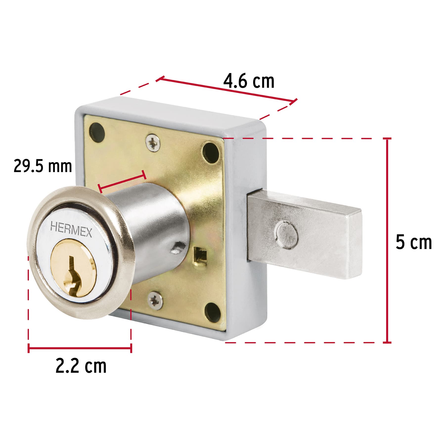 Cerradura para mueble, modelo 26, cromo