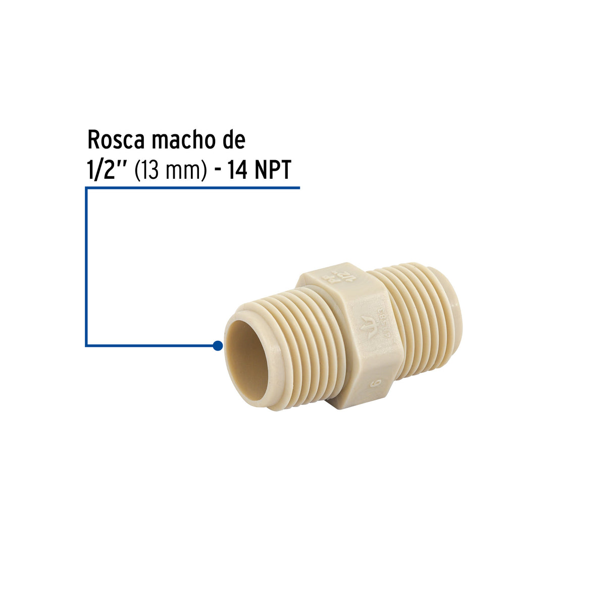Niple corrido de polipropileno, 1/2"