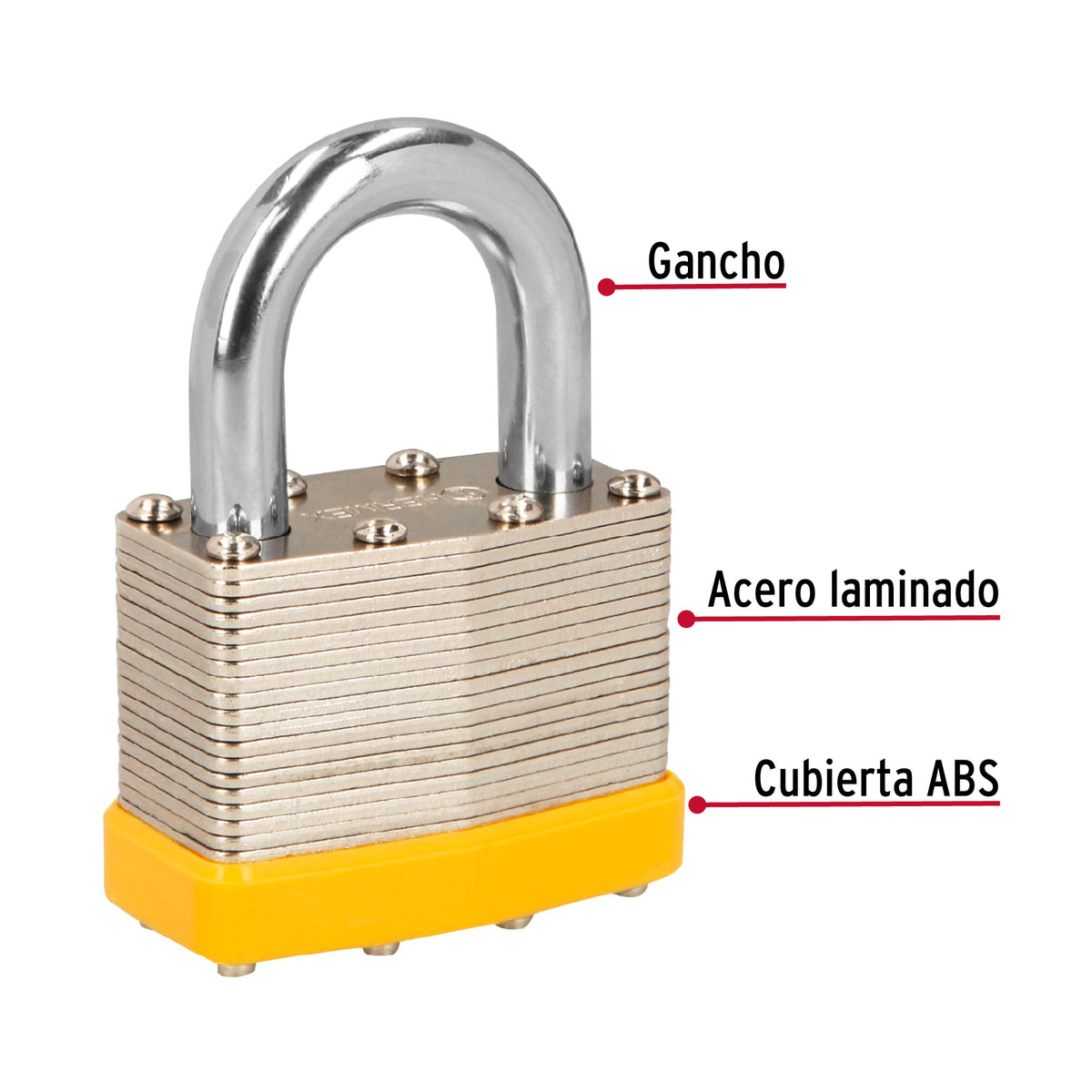 Candados laminados, 50mm, blister 4 piezas, Hermex Basic