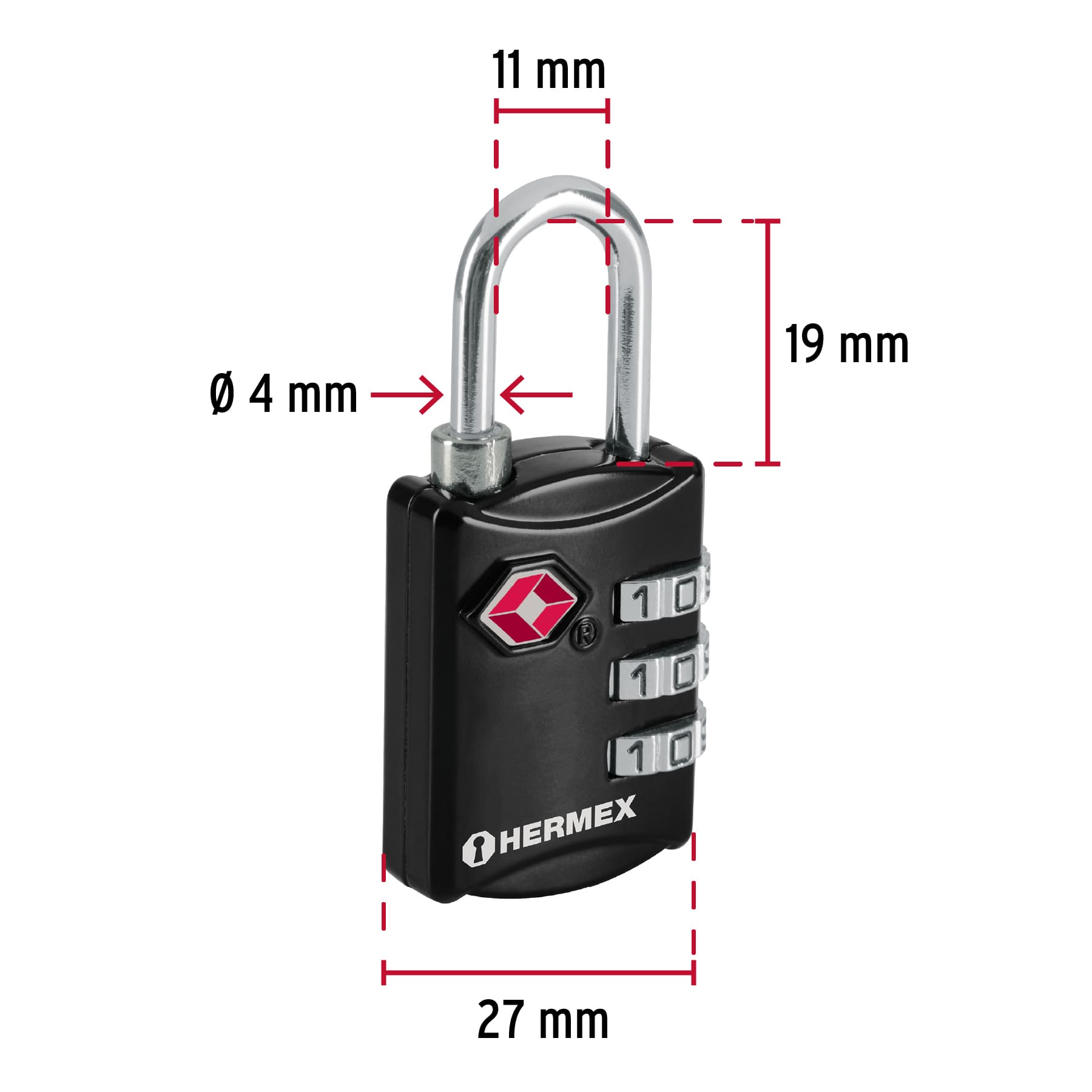 Candado de combinación de seguridad TSA, 30 mm, blister