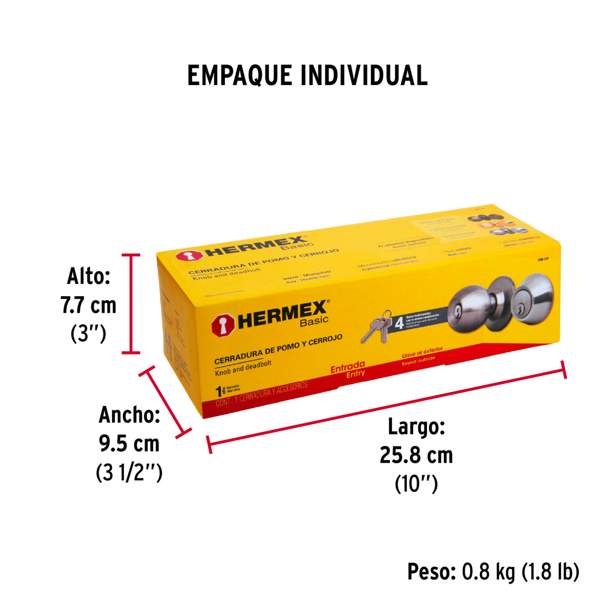 Combo cerraduras, llave-mariposa, cromo, Hermex Basic