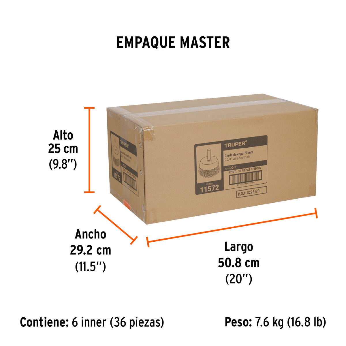 Carda de copa, alambre grueso, 2-3/4" para taladro