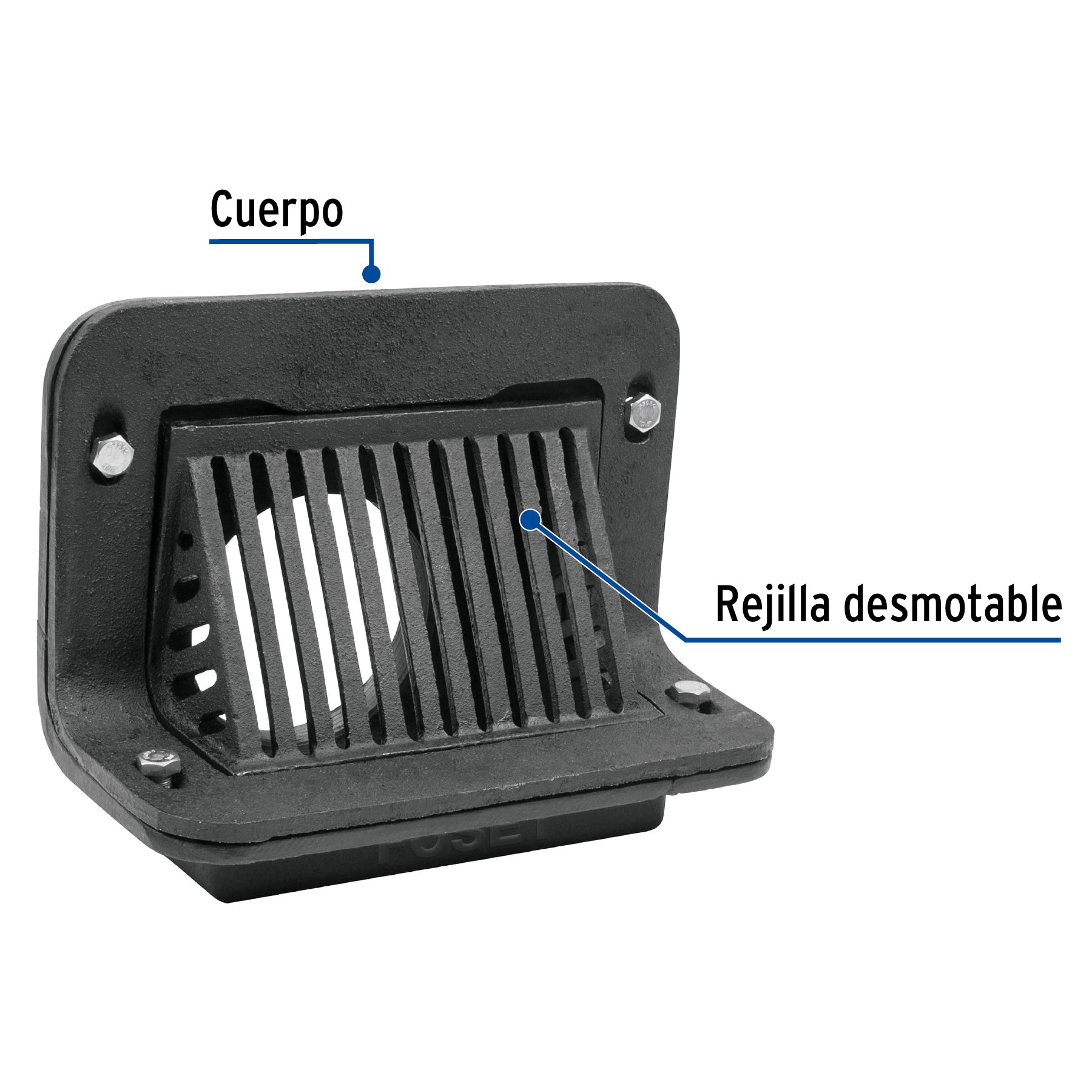 Coladera de hierro de pretil, tubo de 4"