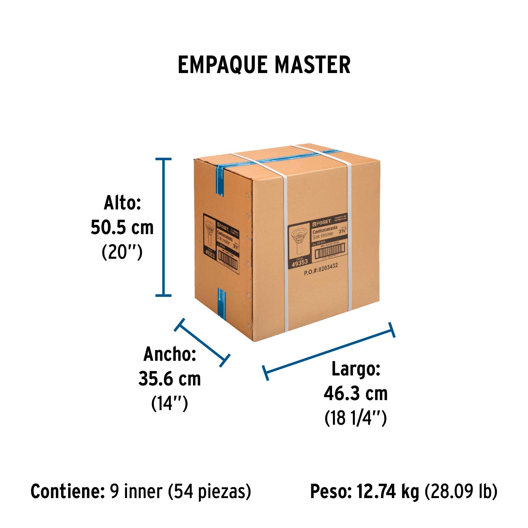Contracanasta de plástico con tubo de plástico, 3-1/2"
