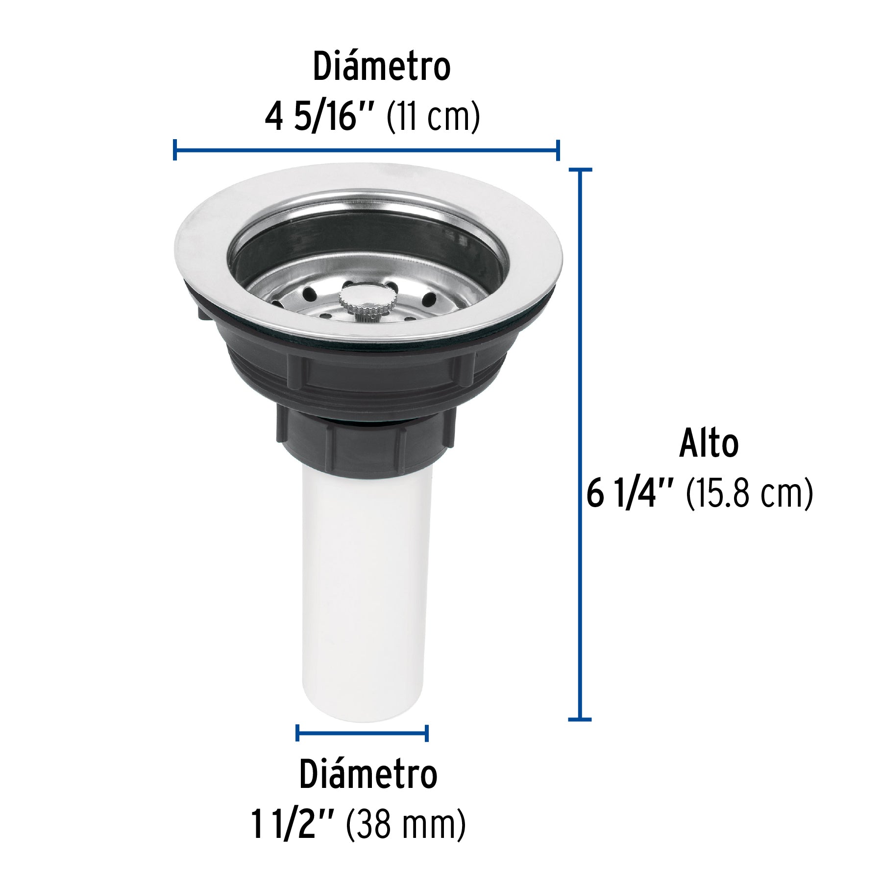 Contracanasta de plástico con tubo de plástico, 3-1/2"