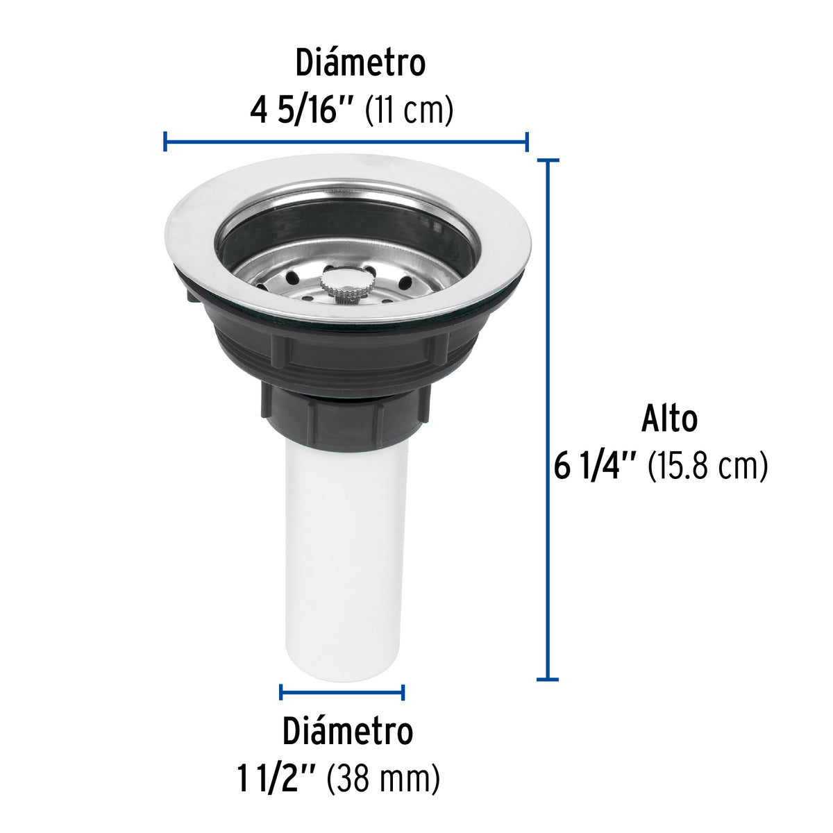 Contracanasta de plástico con tubo de plástico, 3-1/2"