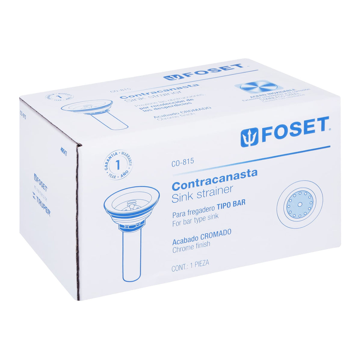 Contracanasta de acero inoxidable, 2-1/2"