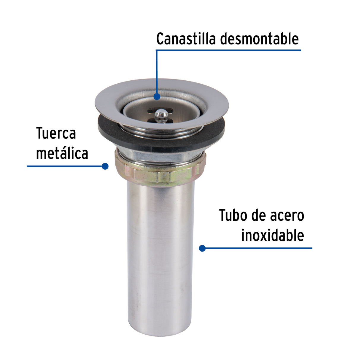 Contracanasta de acero inoxidable, 2-1/2"