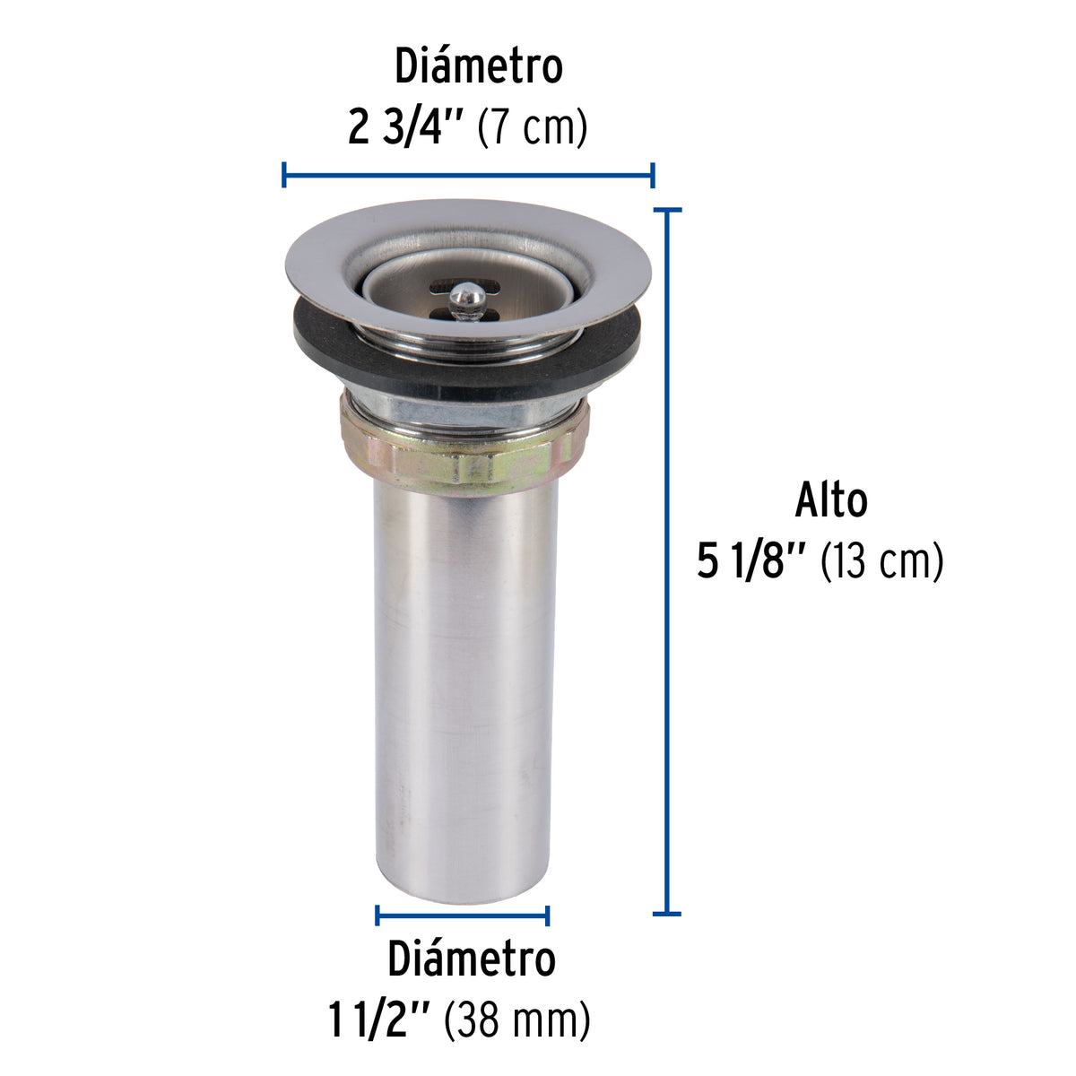 Contracanasta de acero inoxidable, 2-1/2"