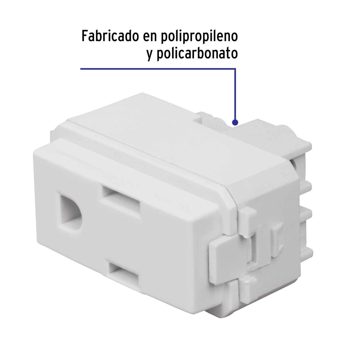 Contacto sencillo, 2 polos + tierra, línea Italiana, blanco