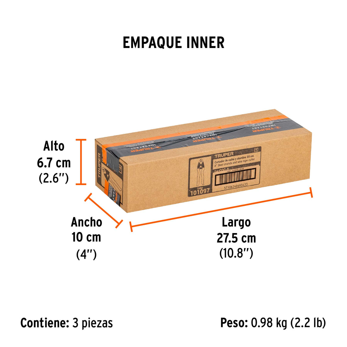 Cortador de 8" de cable y alambre, TRUPER