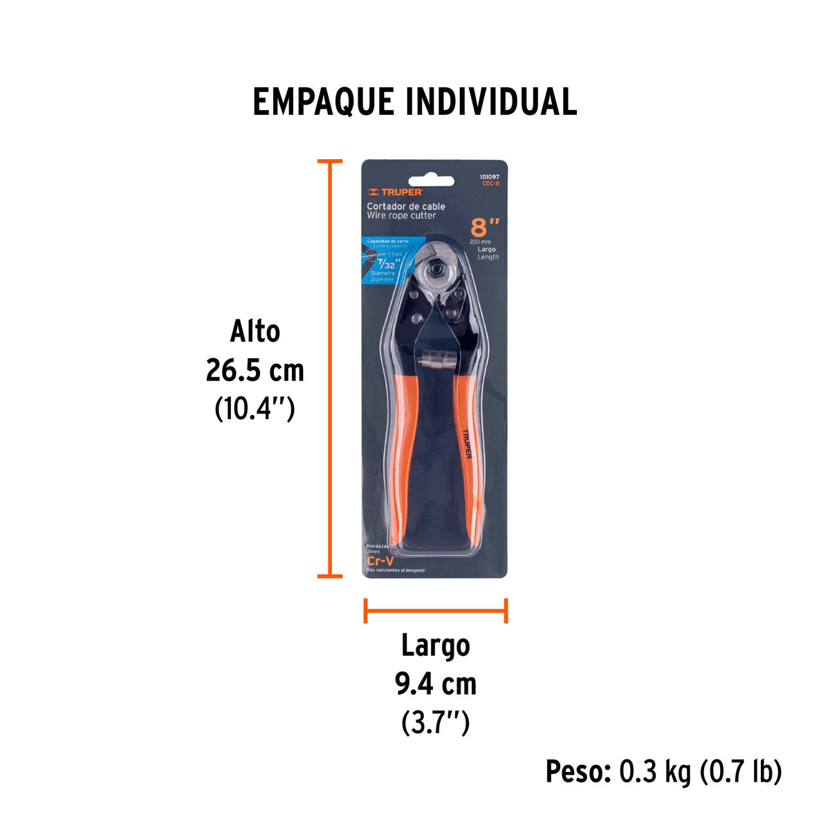 Cortador de 8" de cable y alambre, TRUPER