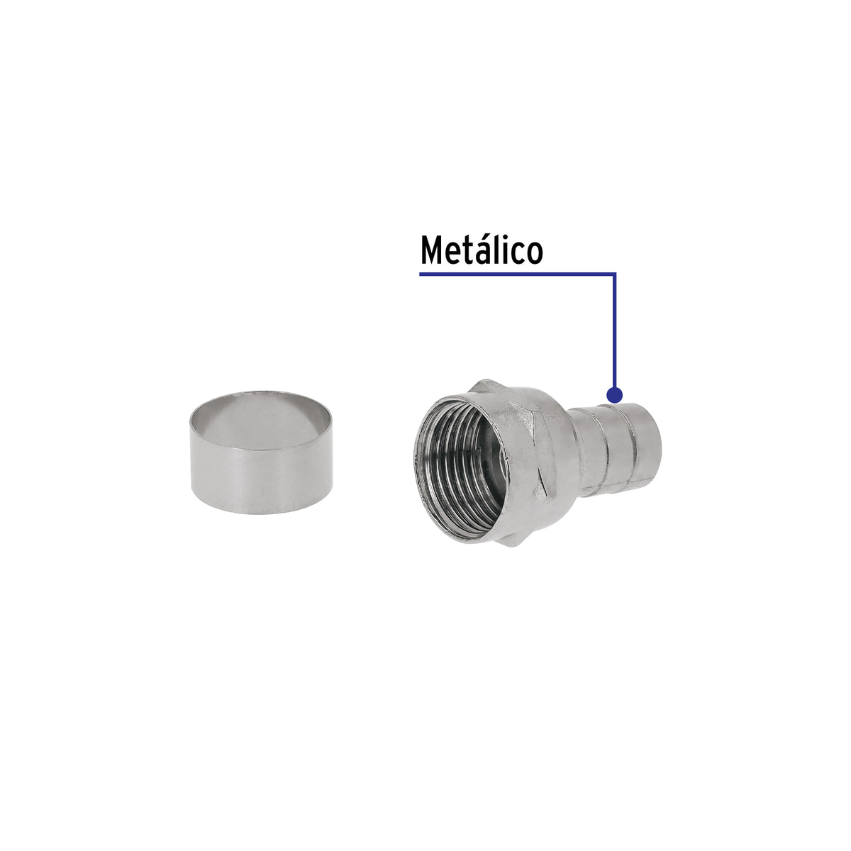 Conector coaxial RG 6 tipo campana,bolsa 4 pzas