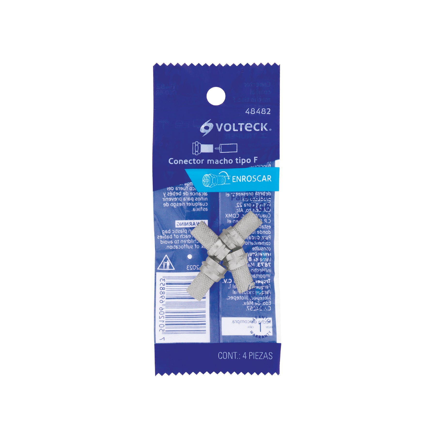 Conector coaxial RG 6 de enroscar,bolsa 4 pzas