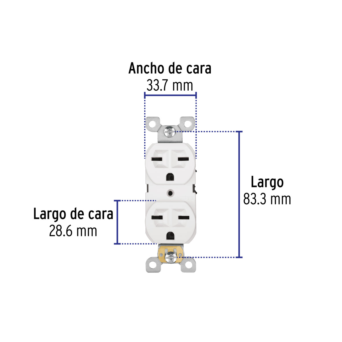 Contacto dúplex, cara de chino, Standard, blanco, Volteck