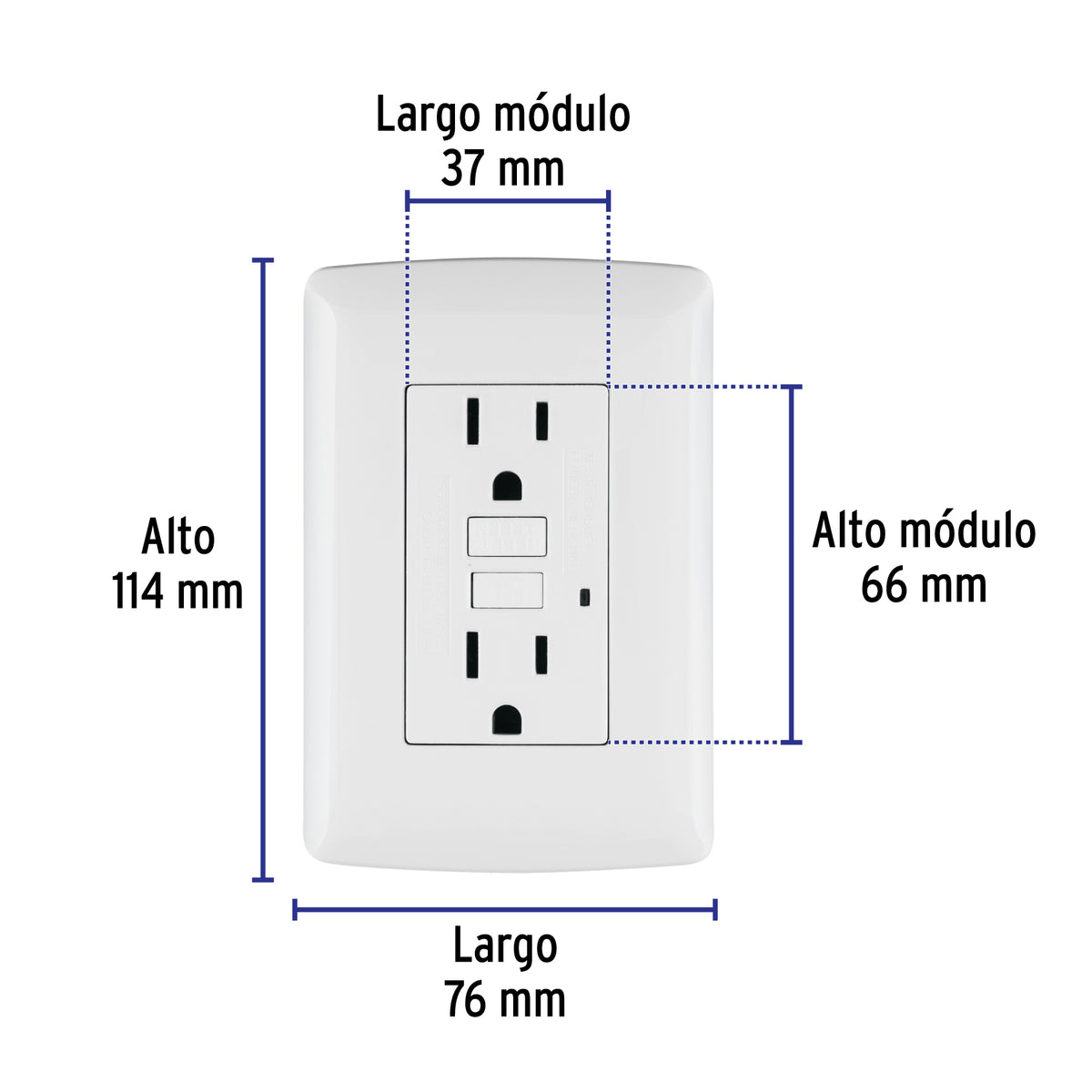 Contacto dúplex falla a tierra GFCI, blanco, línea Italiana
