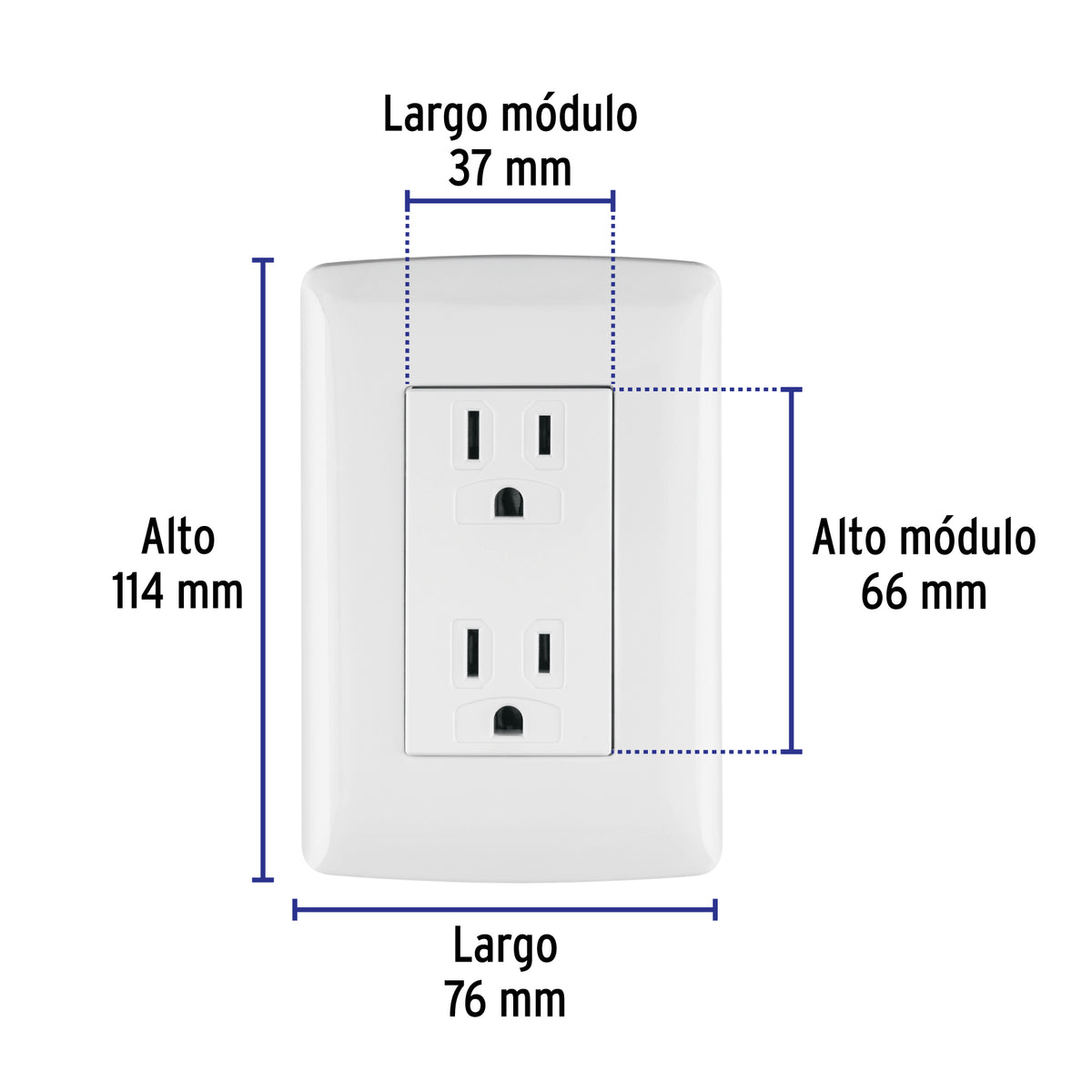 Contacto dúplex aterrizado, color blanco, línea Italiana