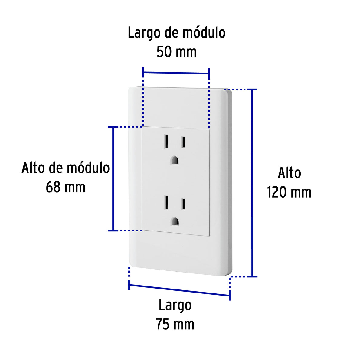 Placa armada blanca contacto dúplex 3 módulos, Lisboa
