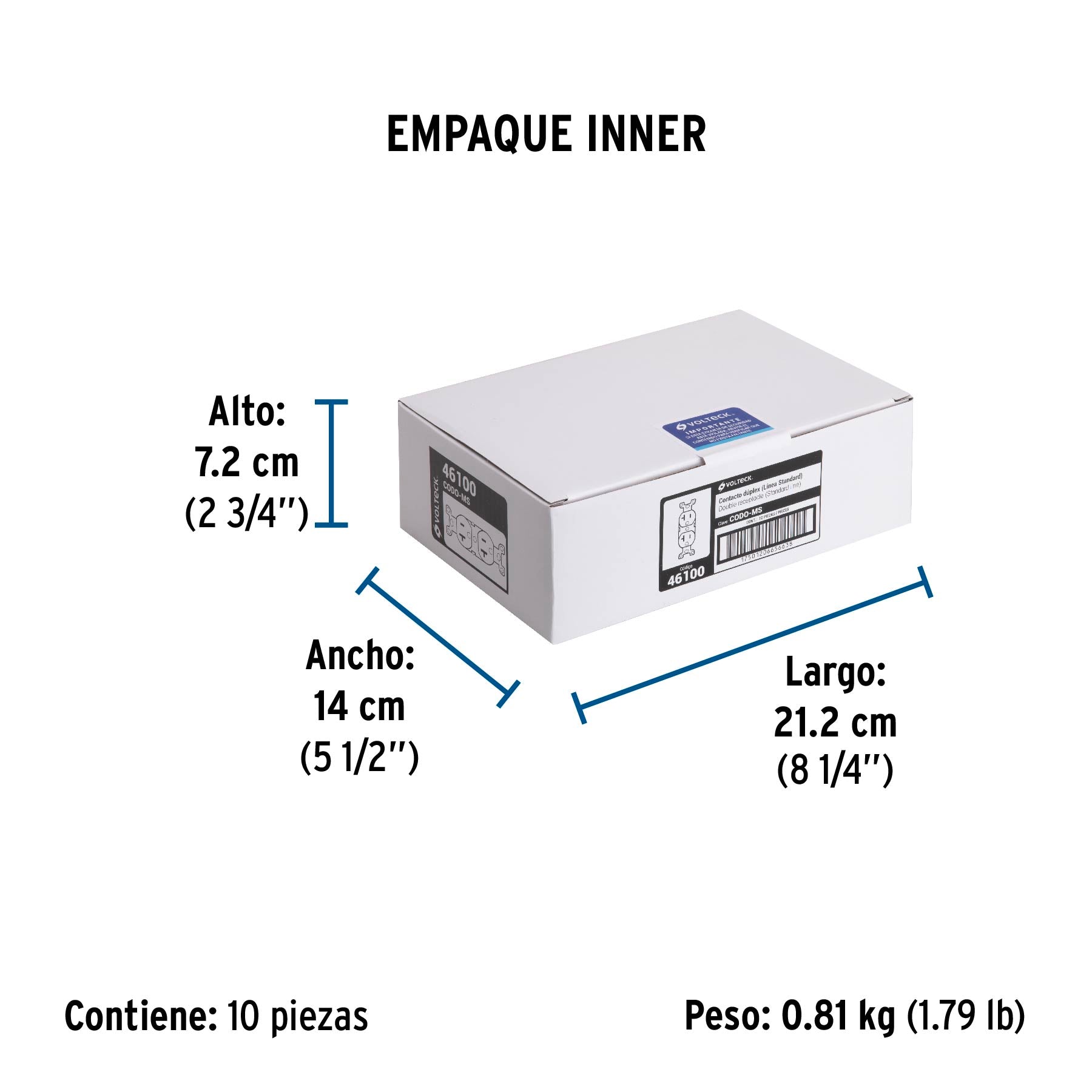 Contacto dúplex, 2 polos, 3 hilos, 20A, línea Standard