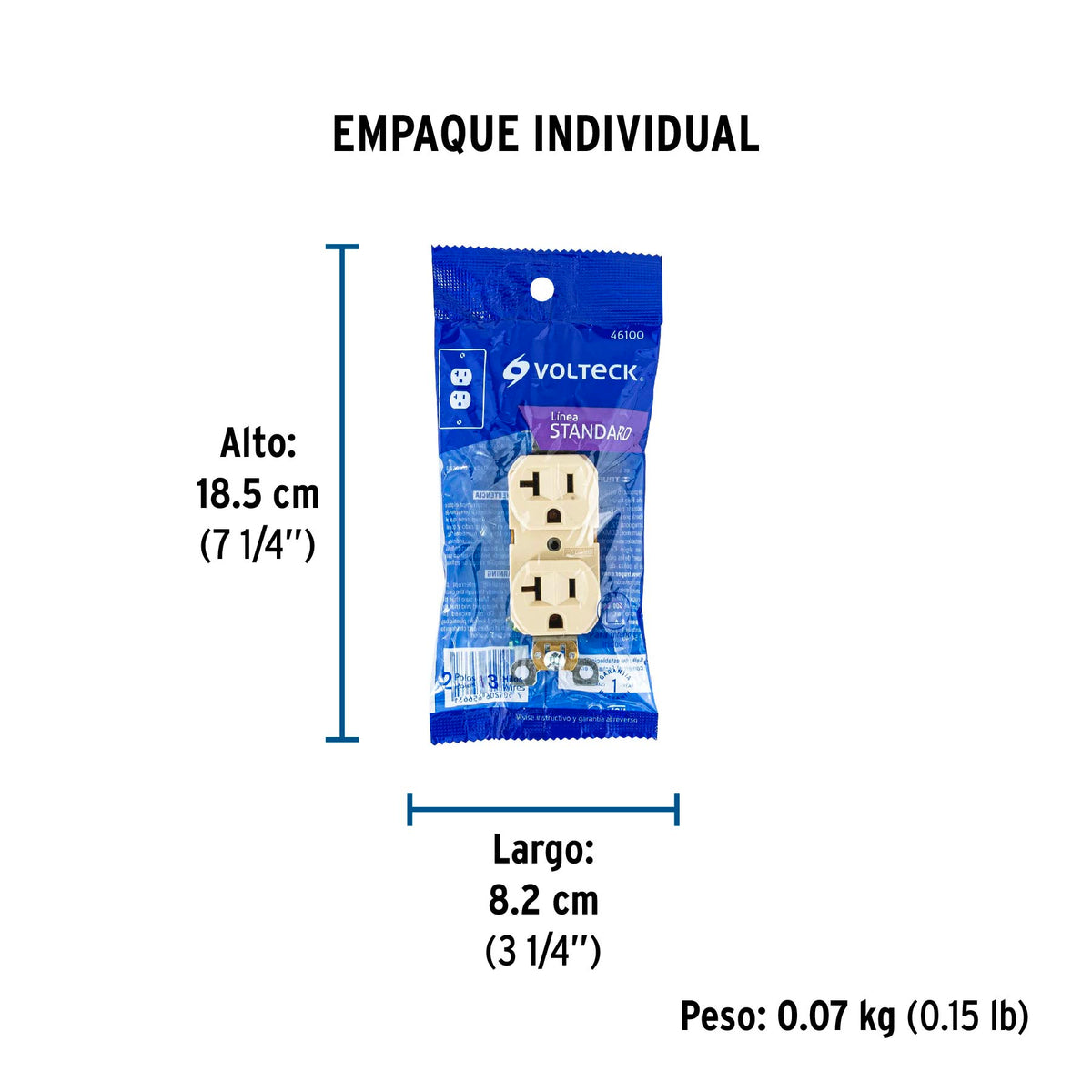 Contacto dúplex, 2 polos, 3 hilos, 20A, línea Standard
