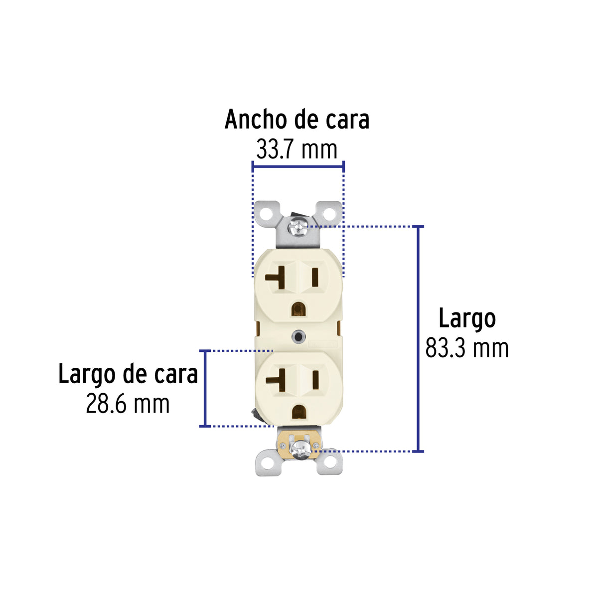 Contacto dúplex, 2 polos, 3 hilos, 20A, línea Standard