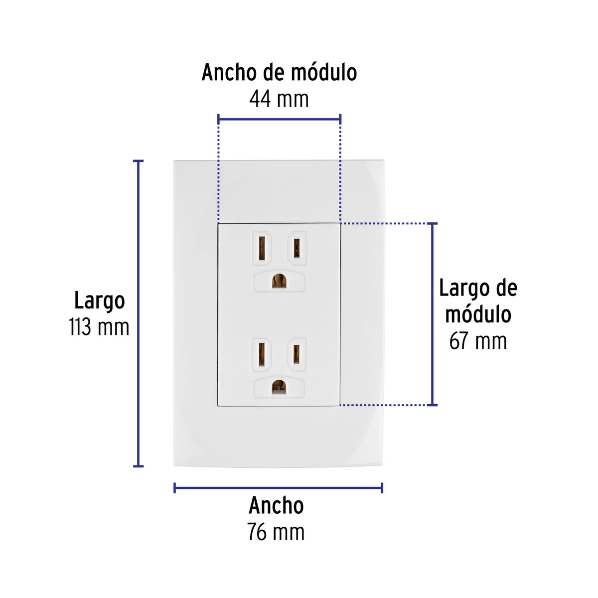 Contacto dúplex, 2 polos + tierra, línea Oslo, blanco