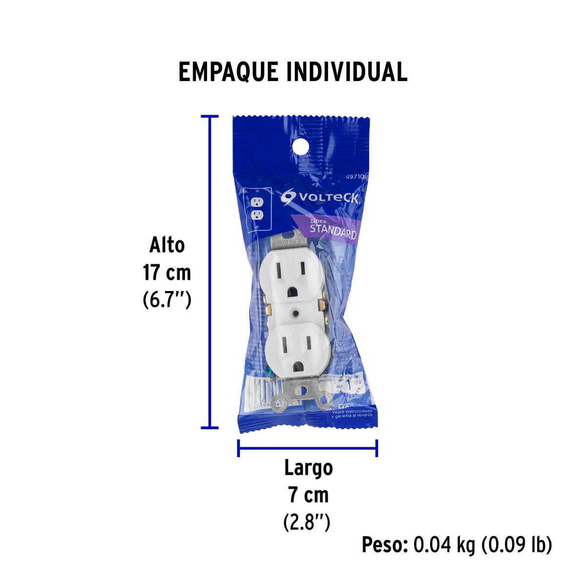 Contacto dúplex, 2 polos 3 hilos, Standard, blanco, Volteck