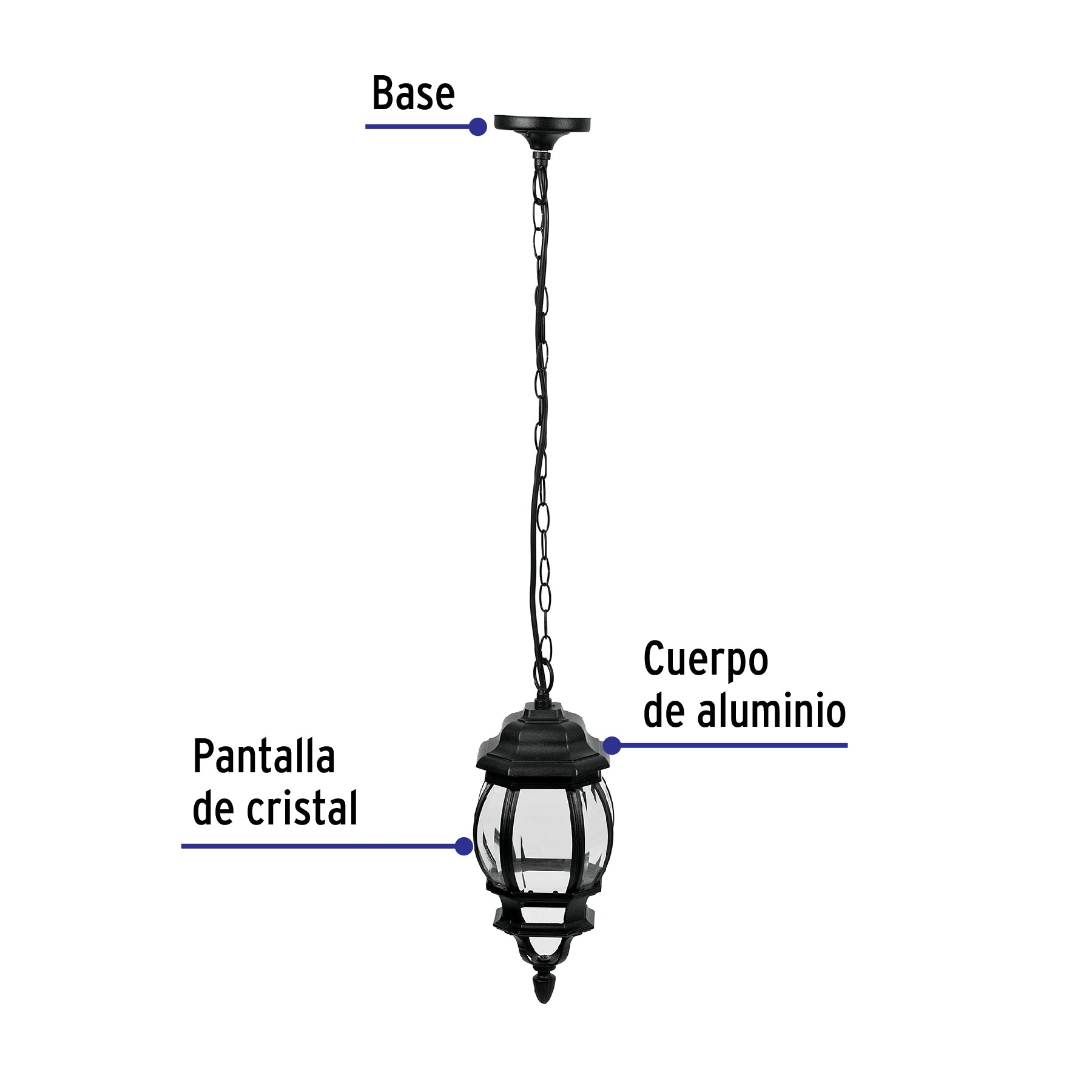 Colgante farol, negro, 1XE26