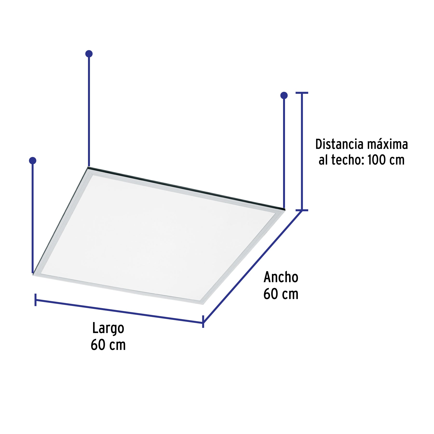 Panel delgado colgante de LED 45 W 60 x 60 cm luz neutra