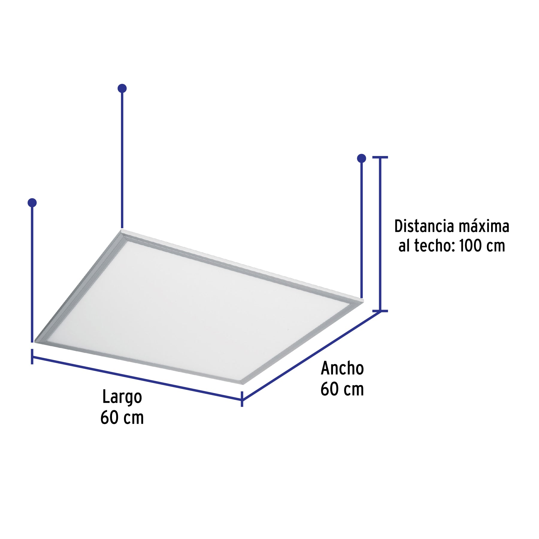Panel colgante, 60X60 CM, 45W, 6500K, LED