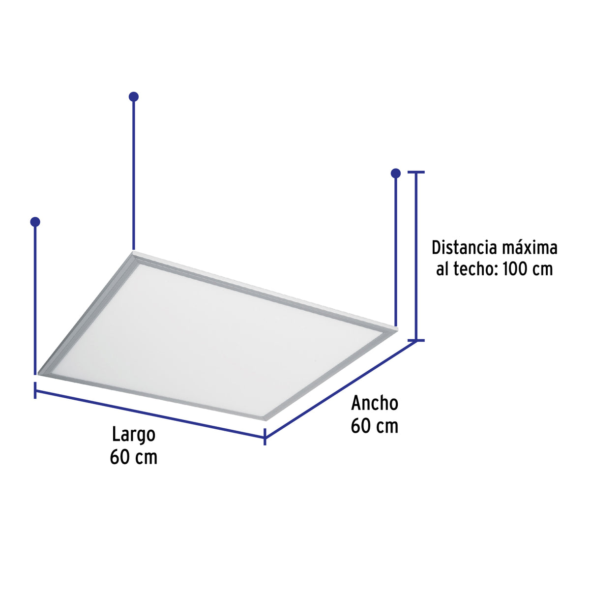 Panel colgante, 60X60 CM, 45W, 6500K, LED