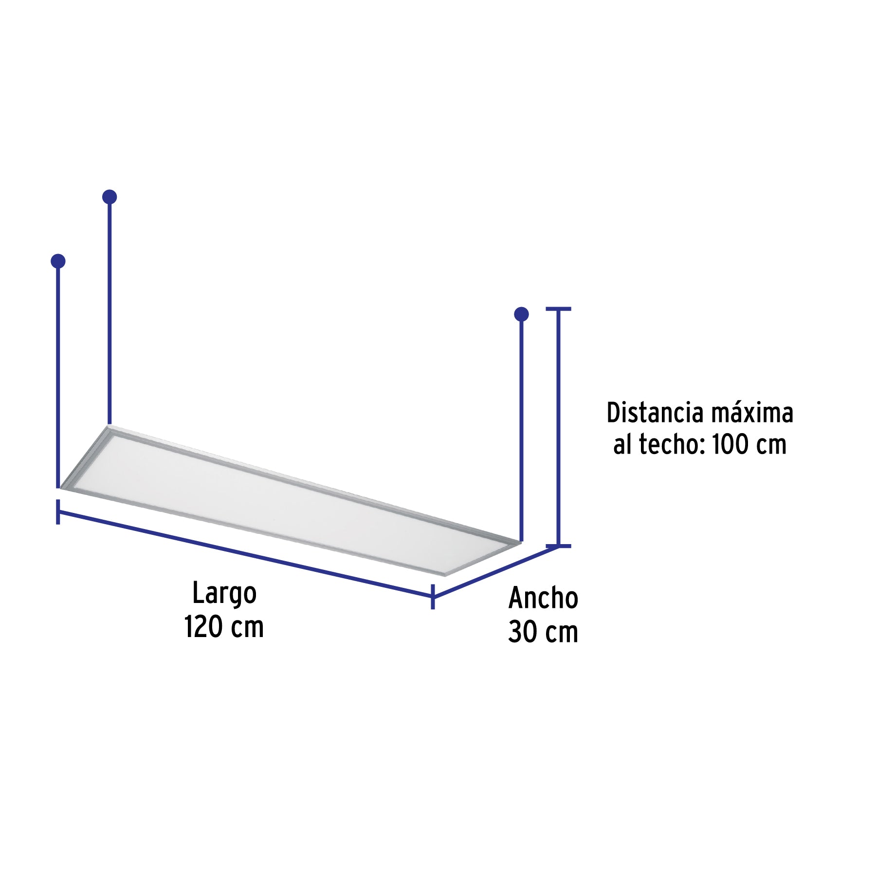 Panel colgante, 30X120 CM, 45W, 6500K, LED