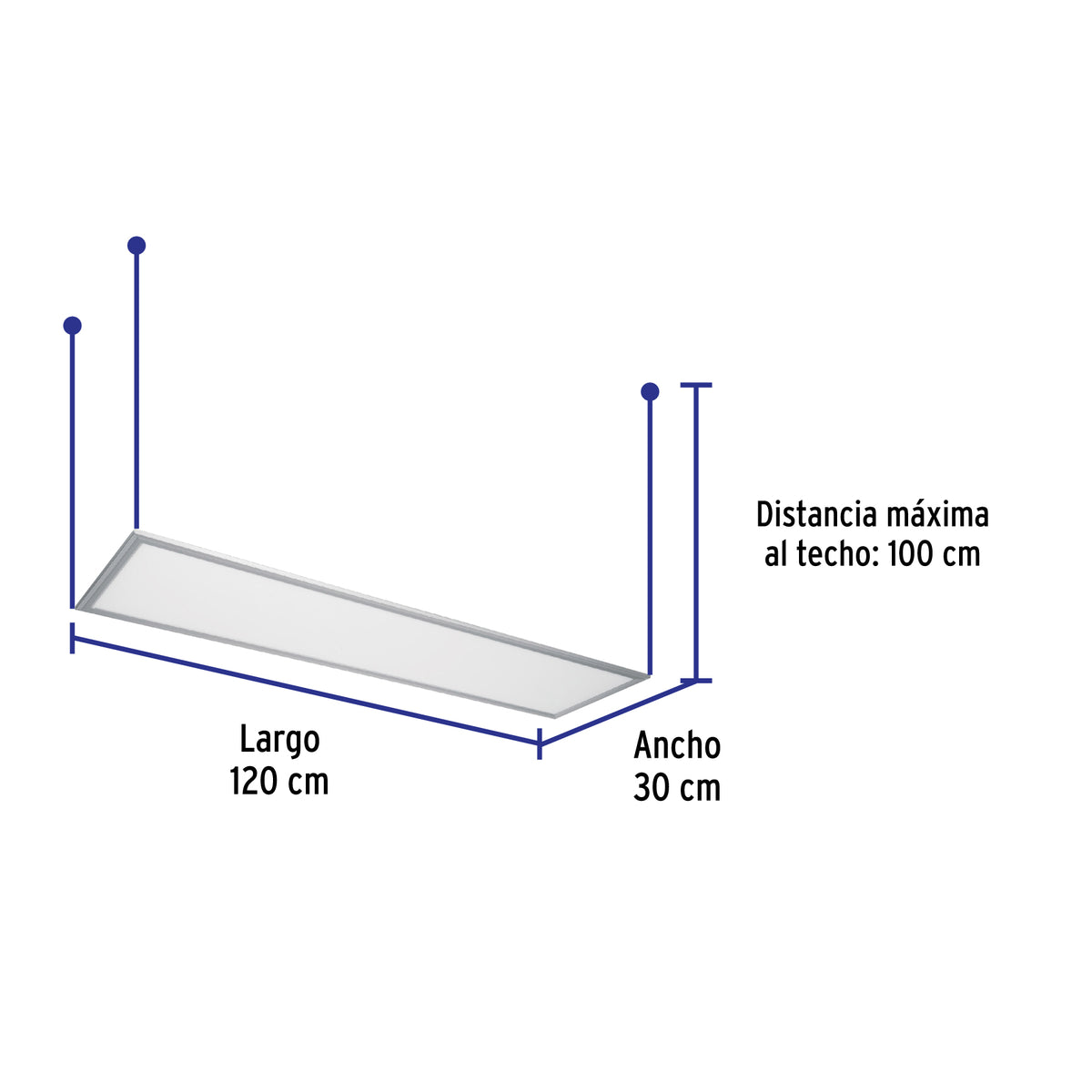 Panel colgante, 30X120 CM, 45W, 6500K, LED