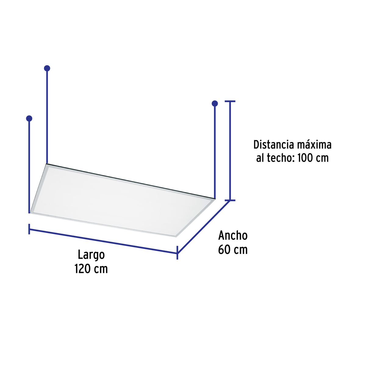 Panel delgado colgante de LED 65 W 60 x 120 cm luz neutra