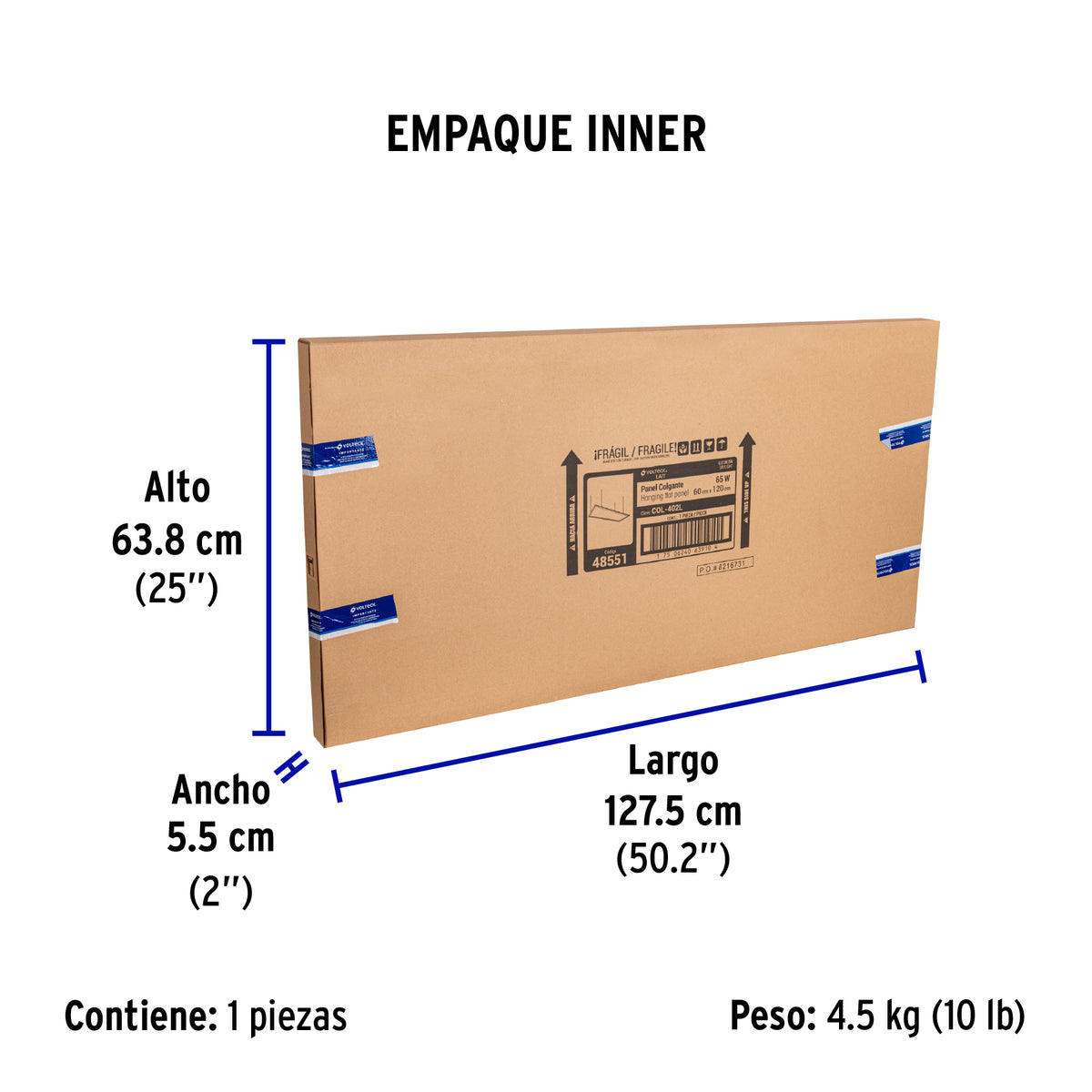 Panel colgante, 60X120 CM, 80W, 6500K, LED
