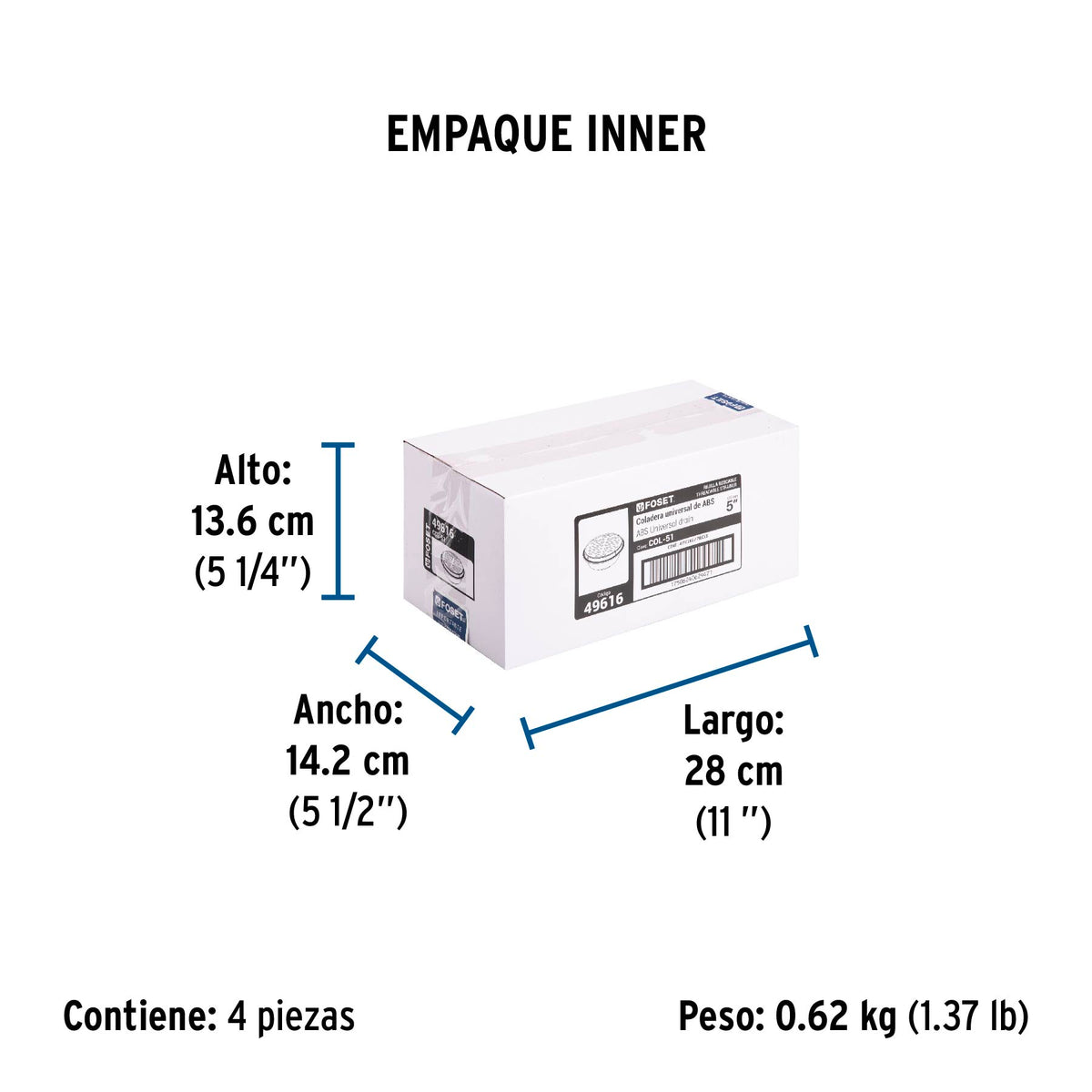 Coladera universal de polipropileno 5", rejilla cromada